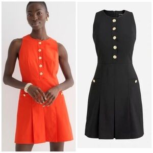 J. Crew- Pleated mini dress in Italian bi-stretch wool Black Size 8